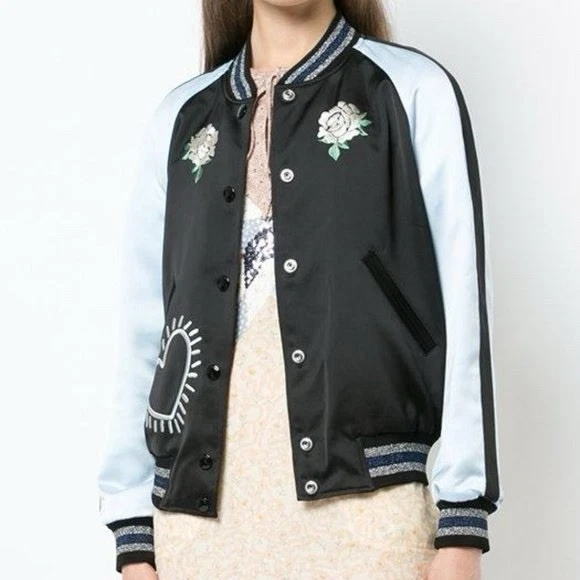Giacca bomber Coach X Keith Haring reversibile in raso taglia US6 nuova senza etichette
