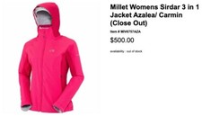 Millet Womens Sirdar 3 In 1 Jacket Azalea/ Carmin, New With Tags, Size M