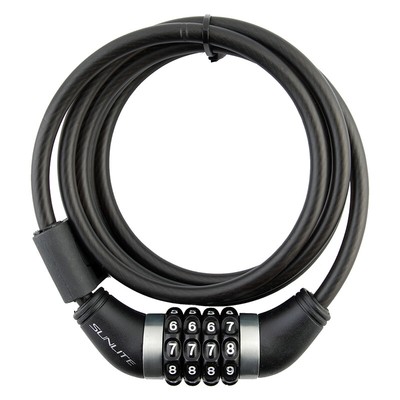 Sunlite Resettable Combo Cable Lock Sunlt Cbl 8mmx6f Com W//bkt Coil Blk