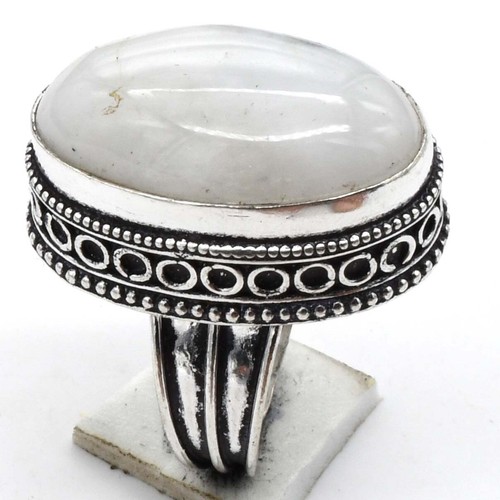 Rainbow Moonstone Gemstone Handmade Antique Design Ring Jewelry US Size-8 R 4678