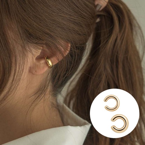 Round Metal Ear Bone Clip Earrings Non Pierced Ears Cuff Earring Women - Picture 6 of 9