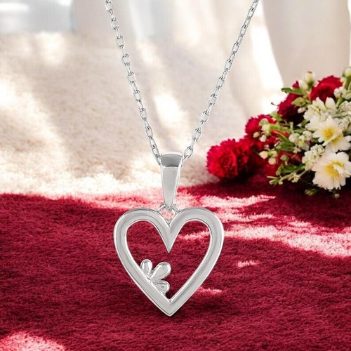 Valentinstag Geschenk Silber Kette Minimalistisch Herz Anhänger Halskette Muttertagsgeschenk - Bild 6 von 8