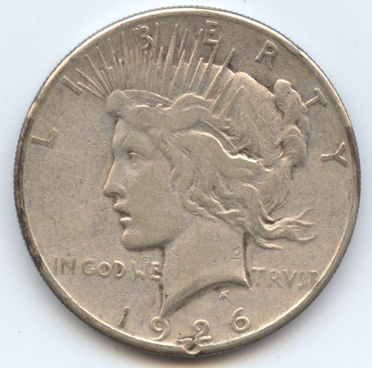Error 1926-S Peace Dollar (#6447) Planchet Defect Below Date Error 1926-S Peace Dollar (#6447) Planchet Defect Below Date