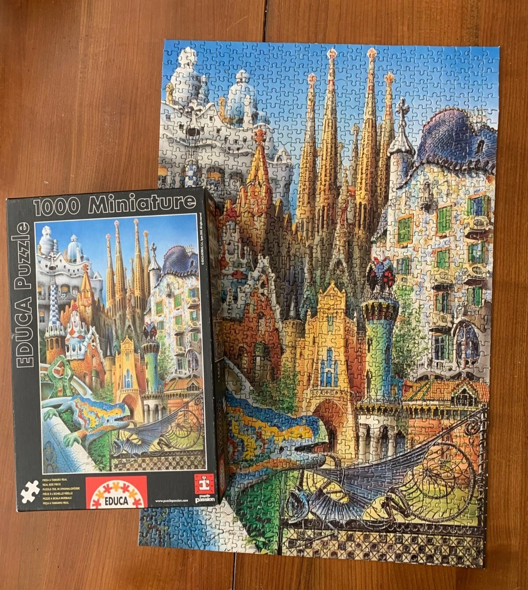 EDUCA Miniature 1000 piece jigsaw puzzle BARCELONA Collage GAUDI Complete!