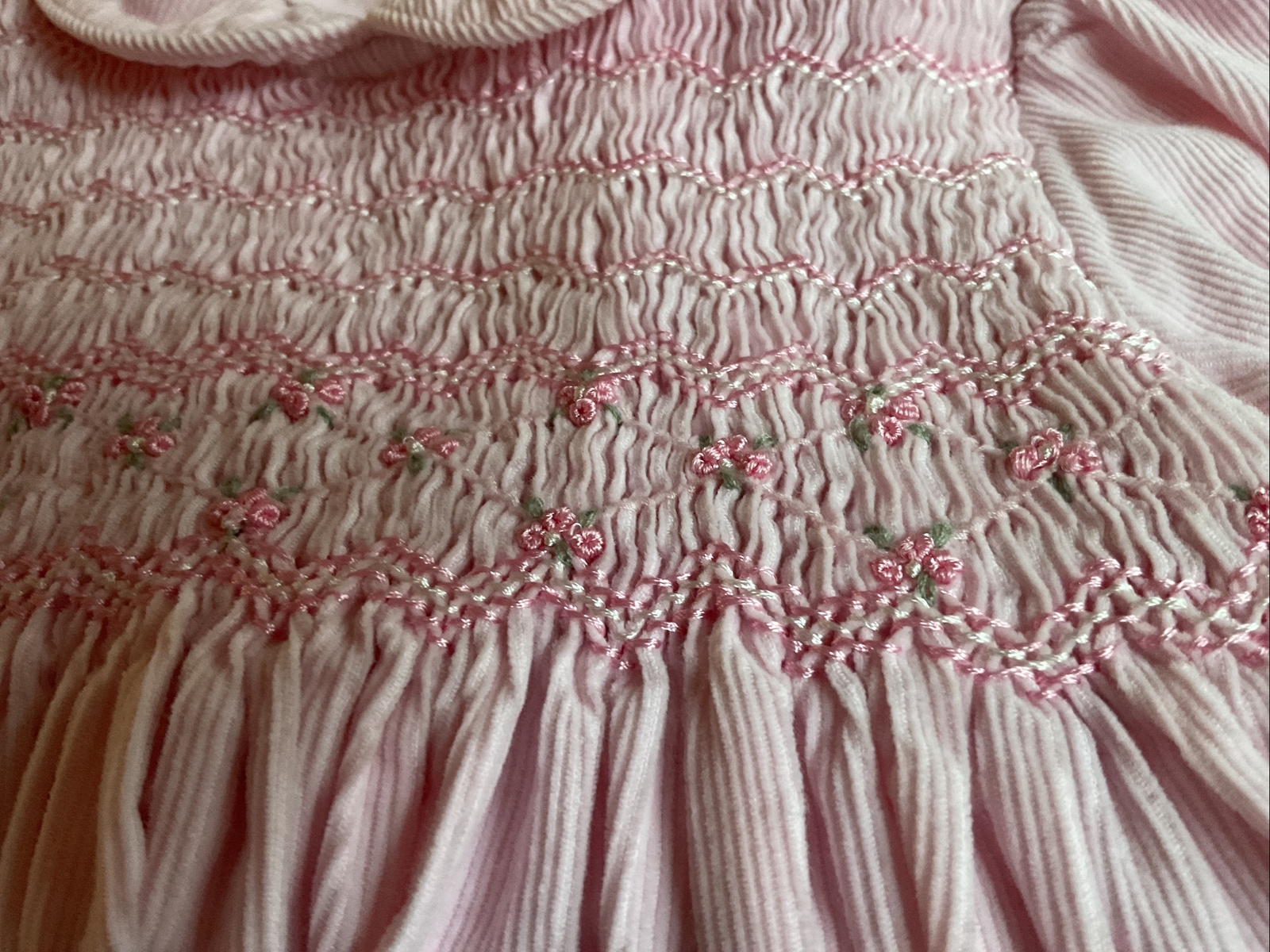 John Lewis Baby Girl Cord Smocked Dress 3/6 Months Peter Pan Collar