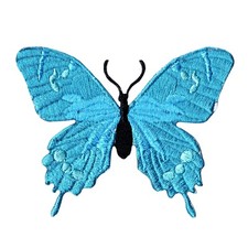 Blue Swallowtail Butterfly Nature-Inspired Embroidered Iron-On Patch