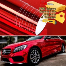 48" x 60" Red Chrome Mirror Vinyl Film Wrap Sticker Decal Stretchable 4ft x 5ft