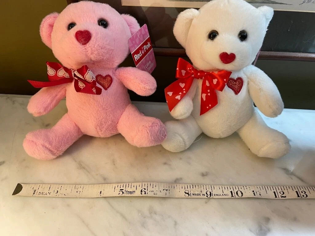 Lot of 2 Plush Teddy Bears Red and Pink brand