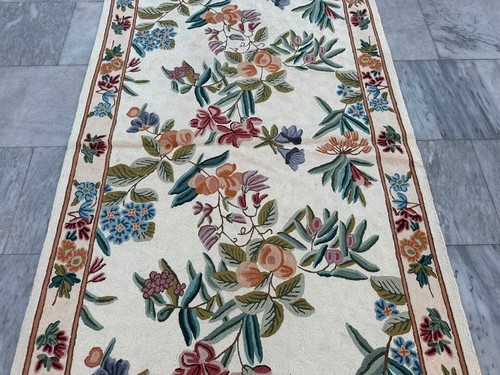 Vintage French Style Handmade Aubusson Needle point Rug 3x5 ft Free Ship - Picture 2 of 9