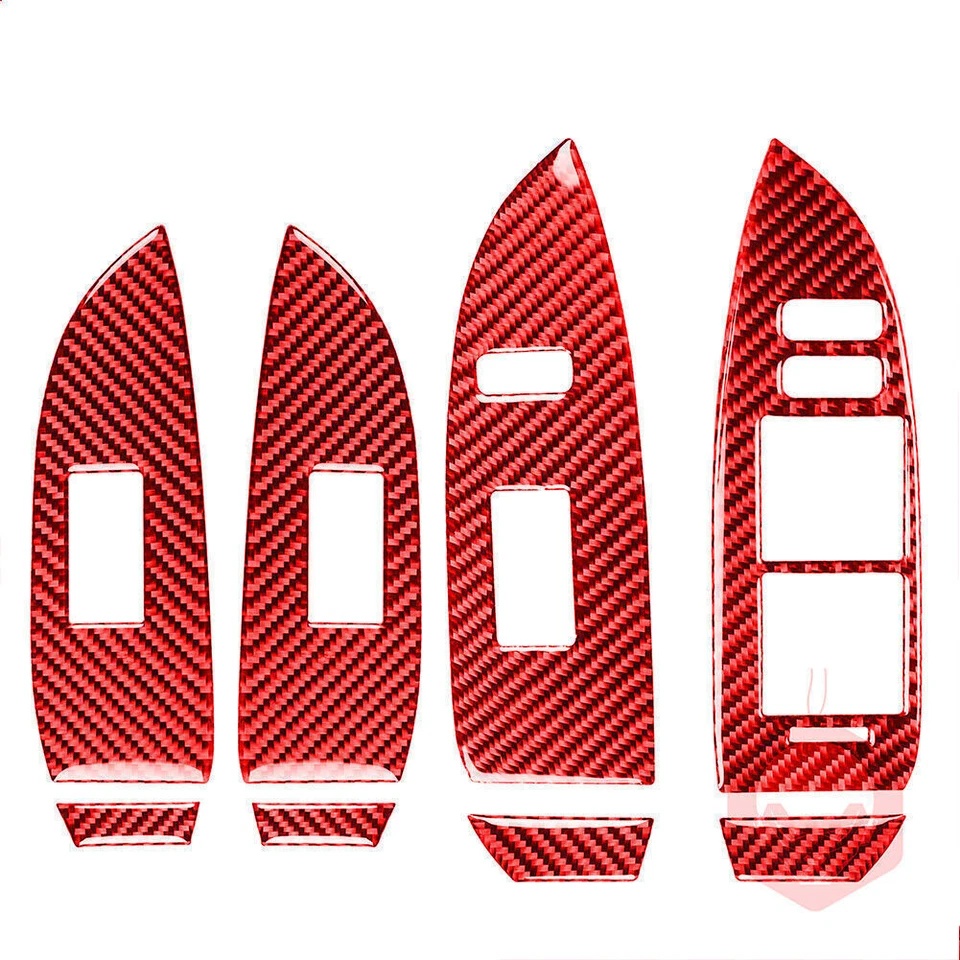 Cubierta de control de puerta interior de fibra de carbono rojo vinilo para Toyota Prius 2012-15 Foto 2 de 4