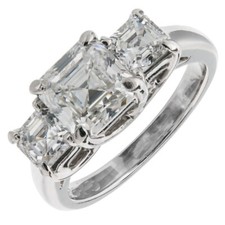 2.3ct Simulated Diamond Engagement Ring Stylish Trilogy White Gold Plated