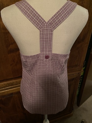 Girls Dress Top by Tulle Size L Lovely Purple/White Checked Cute Back Detail - Picture 2 of 2