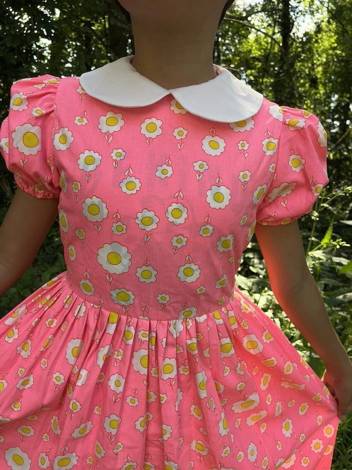 Maxi Vestido Retro Vintage Años 70 Niña Niños Brillante Floral Mod Foto 4 de 4