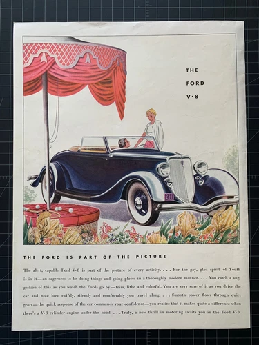 Vintage 1934 Ford V-8 Print Ad
