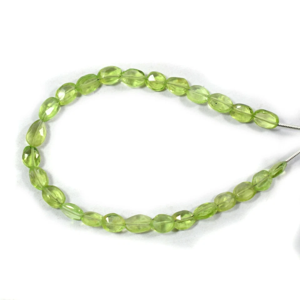 AAA Natural Peridot Faceted Oval Shape Gemstone Loose Beads 6"For Jewelry Making - Image 2 of 4