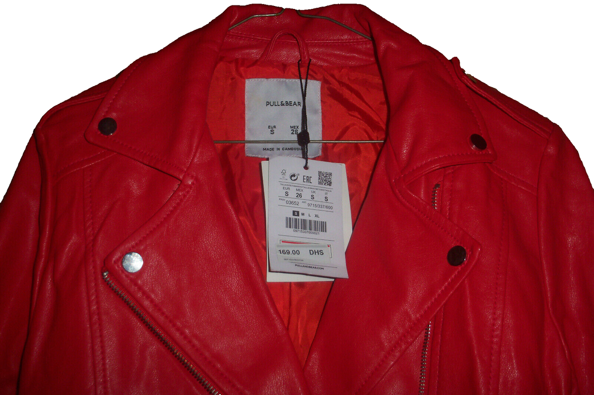 pull and bear red leather jacket
