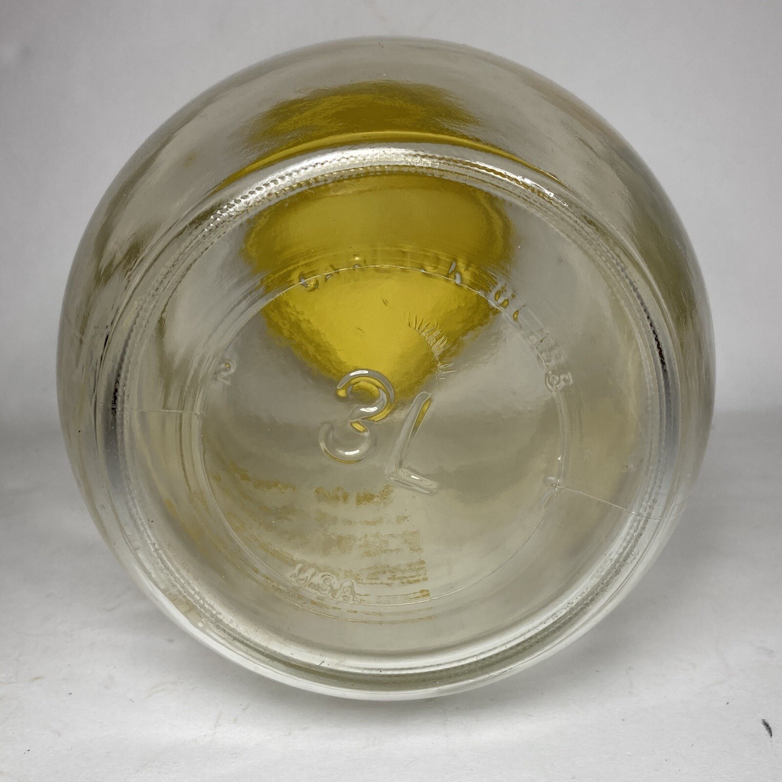 Vintage SUN TEA Gallon 3L Glass Jug Sun Tea Jar Yellow Recipe Made In USA 1970s