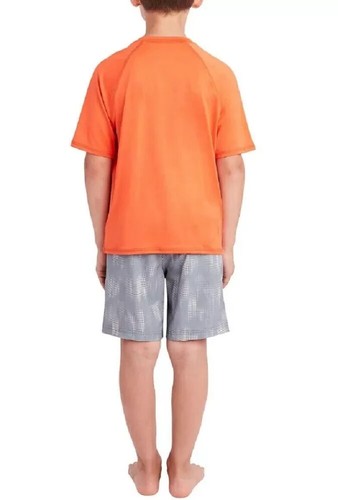 Spyder Youth 2-Piece Rash Guard and Board Shorts Swim Set Orange - Picture 2 of 4