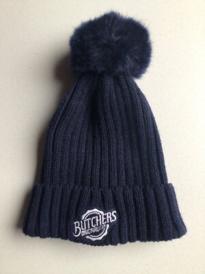 Mütze Butchers Original Beechfield B417, Bommel, dunkelblau, One Size, Acryl