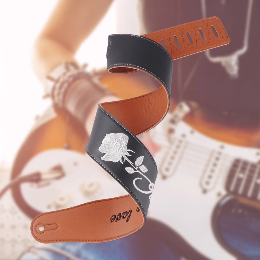 Rose Guitar Strap Adjustable Guitar Strap Double Sided Rose