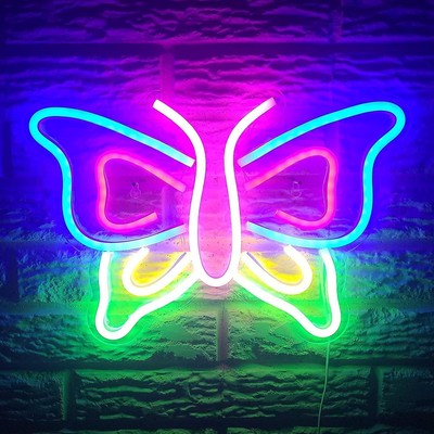 Neon LED Licht Schmetterling Schild Wand Deko Lampe Gaming Setup Beleuchtung