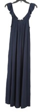 Loft Women’s Dress XL Navy Blue Midi Shift Sleeveless Pullover Ruffle Scoop Neck