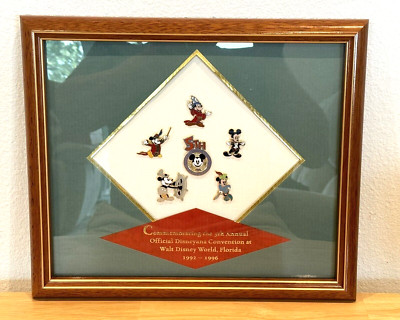 VINTAGE 1996 DISNEYANA MICKEY THROUGH THE YEARS COMMEMORATIVE FRAMED 6 PIN SET