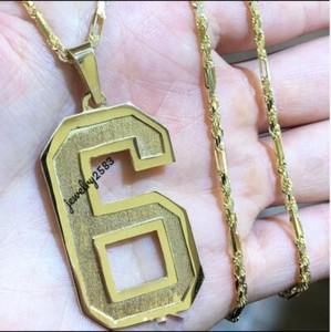 Authentic Men's Solid Metal Custom Lucky Number Pendant 14k Yellow Gold Plated Silver
