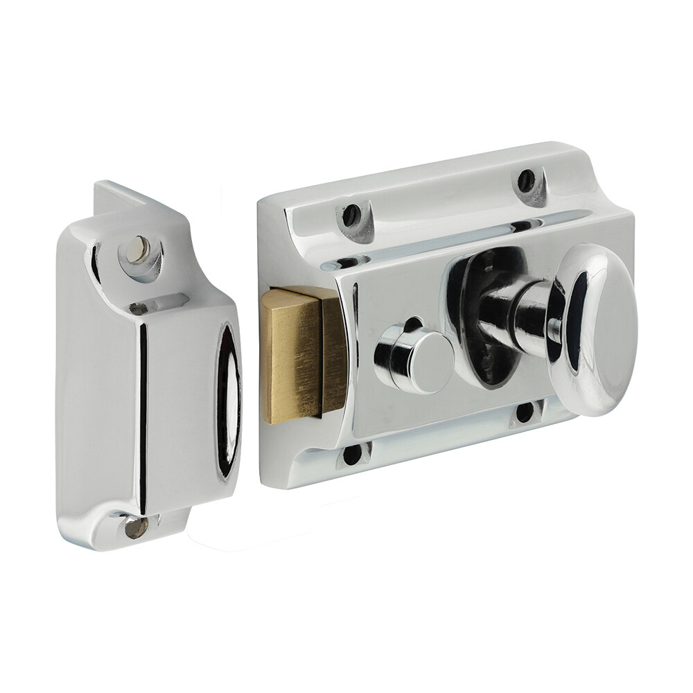 Timco Traditional Nightlatch Door Lock Cylinder Chrome 91 case / 60 backset