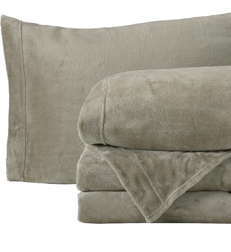 WINTER WARM NEW Twin Size Fog Taupe Ny Loft Tribeca Collection Plush Sheet Set - Picture 3 of 8