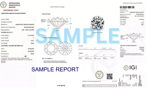 Lab Grown Diamond 1.05CARET STONE ROUND SHAPE VVS-VS F COLOR IGI CERTIFIED - Picture 18 of 22