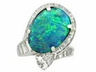 Vintage 1950's 6.08 Carat opal and 2.60 Carat Shiny CZ Stunning 925 Silver Ring