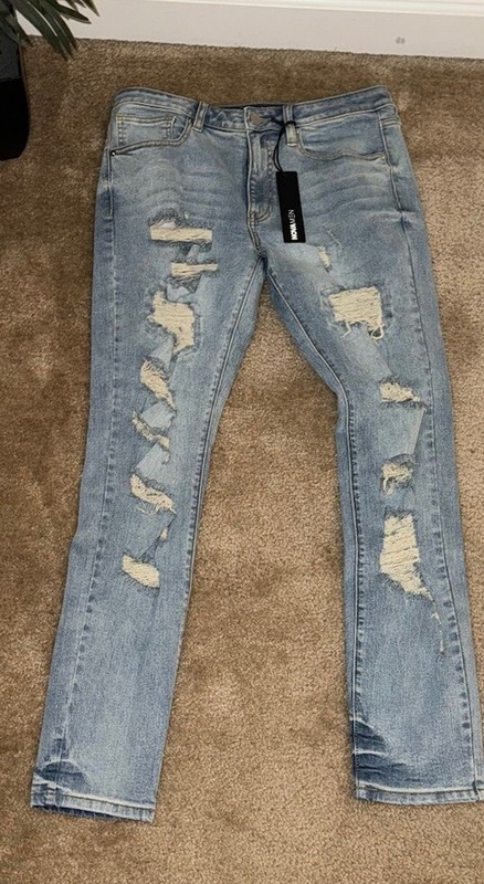 New With Tags NOVA Men Destroyed  Jeans - Sz. 32 - Blue - Slim