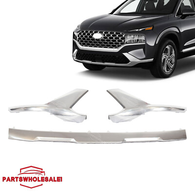 For Hyundai Santa Fe 2021-2023 Front Bumper Skid Plate Molding Deflector Silver