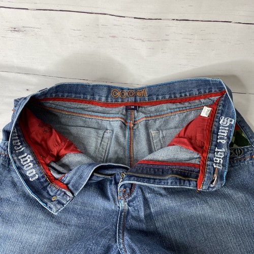 Vintage Coogi Oversized Jeans Shorts bestickt Gr. 36 Baggy orange blau 90er - Bild 9 von 11