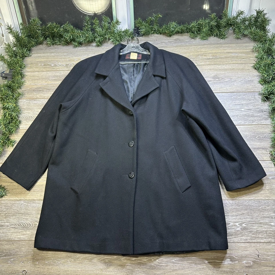 Шерстяное пальто размер XL очень большой женщин черный PeaCoat с подкладкой винтажный Stephanie Mathew - Изображение 3 из 4