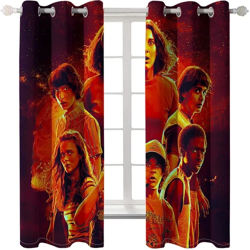 Stranger Things 3D Dicke Verdunkelung Fenster Vorhänge Thermo Ring Top Ösen Vorhänge - Bild 30 von 48