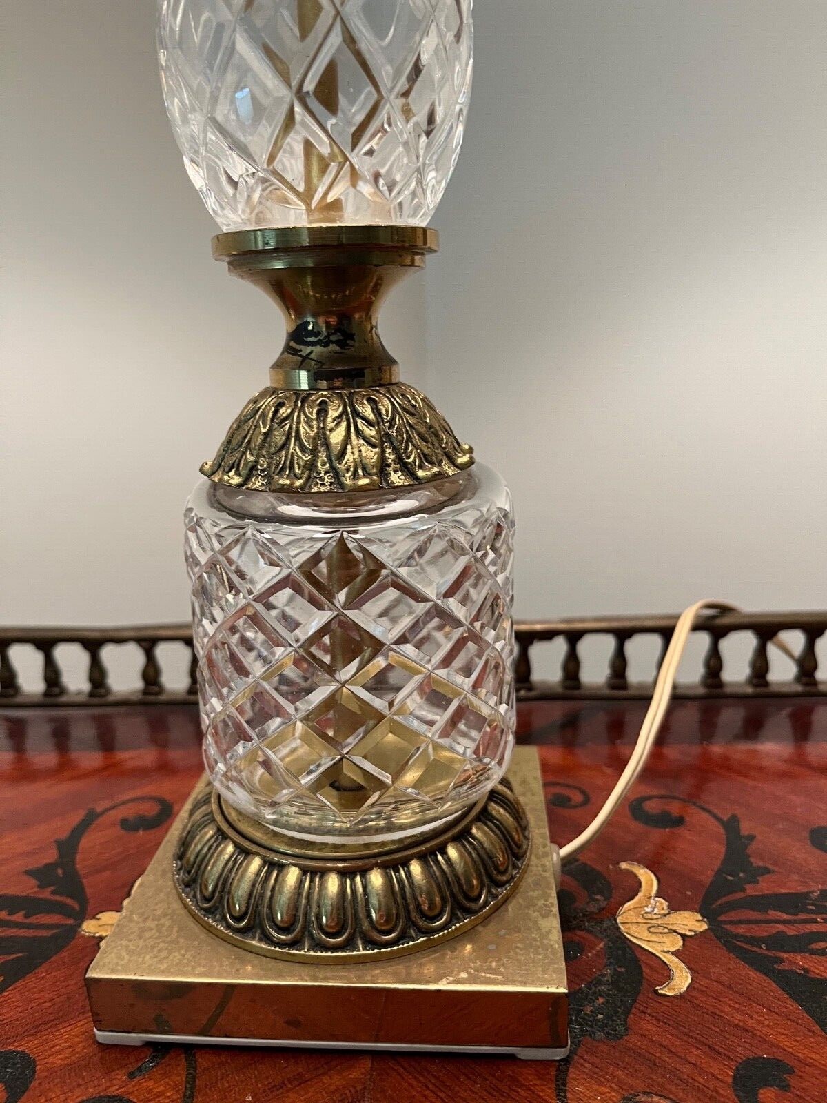 Vintage Waterford Style Crystal & Brass Lamp eBay