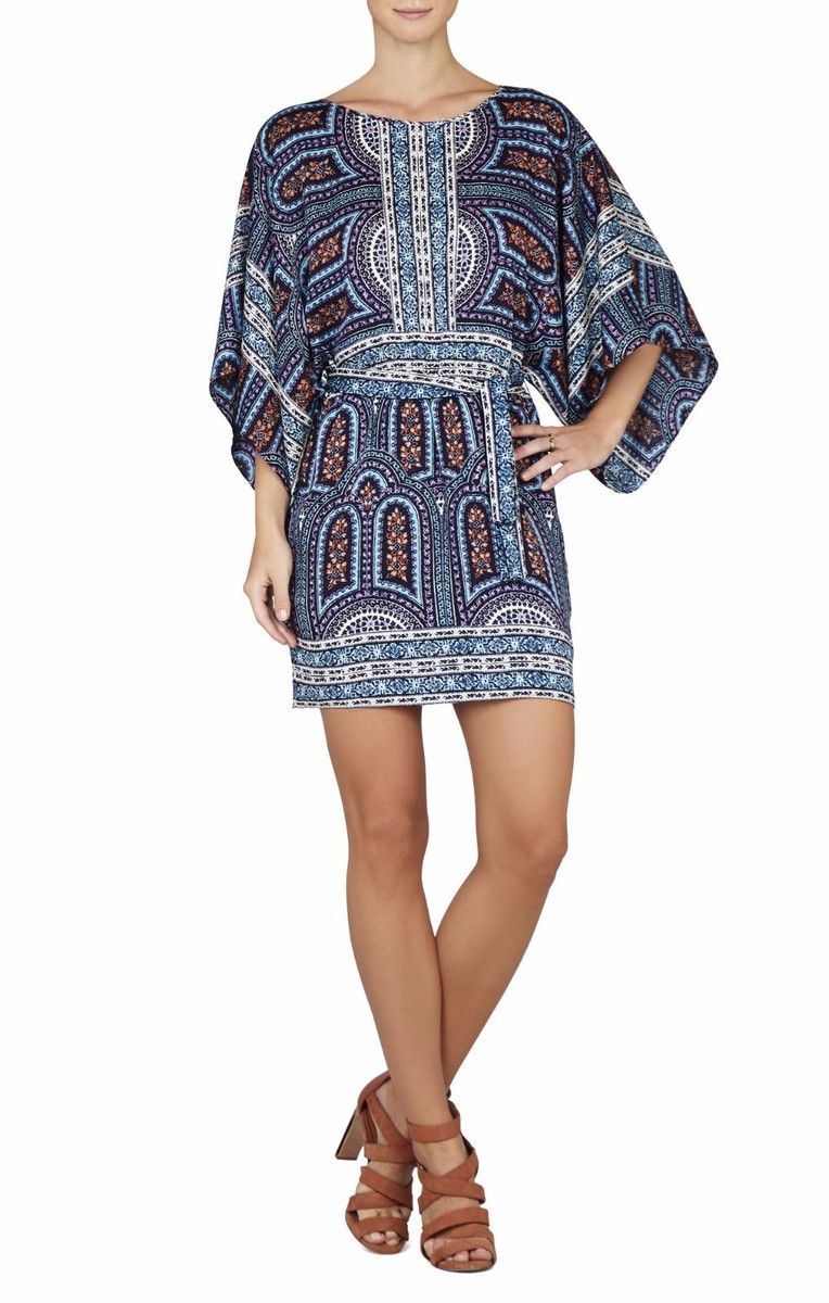 NEW BCBGMAXAZRIA BRYAN KIMONO-SLEEVE PRINTED DRESS JJE66C10