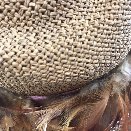 Sombrero Vintage Arpillera Tejido con Plumas Marrón Sombrero Slouch - Imagen 10 de 11