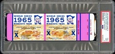 1965 WORLD SERIES FULL TICKET PHANTOM PROOF DODGERS TITLE/SANDY KOUFAX MVP PSA 9