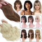 Real Topper Clip In Hair Extensions As Human Hair Toupee Full Head With Bangs UK