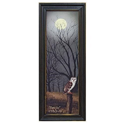 New "BARN OWL" by Billy Jacobs, Ready to Hang, Black Framed Print 20"h x 8"w - Picture 1 of 2
