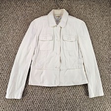 Talbots Jacket Womens Sz 6 Stretch Button Front Collared White
