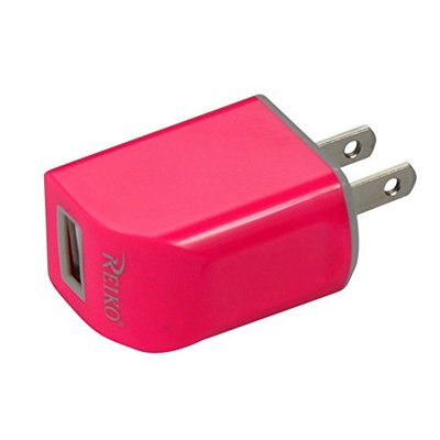 Reiko 1A/5V Super-Fast AC/USB Power Travel Charger - Non-Retail Packaging Pink