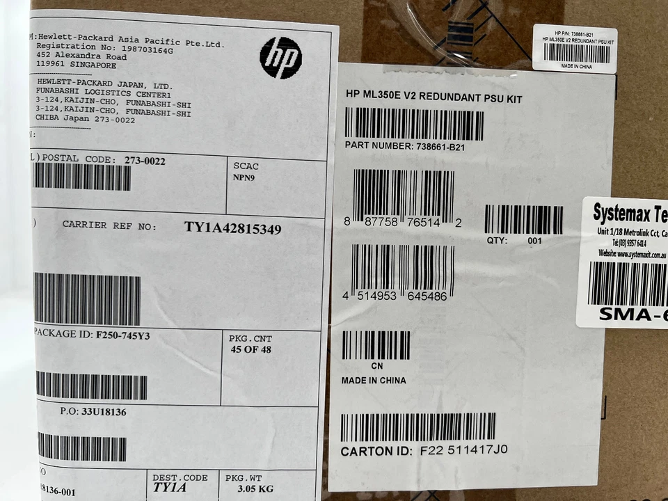 HP 738661-B21 ML350e Gen8 V2 RPS Kit - Image 3 of 3