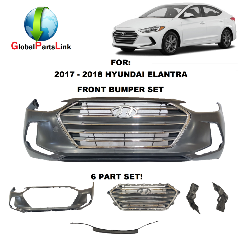 2017-2018 Hyundai Elantra Front Bumper Cover Replacement Set