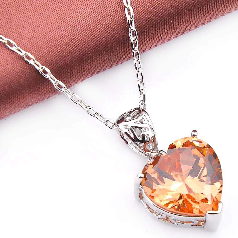 Genuine Morganite Gemstone Silver Pendant Necklace - Honey Color, 5/8 Inch, Valentine's Gift