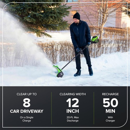 80V 12" Brushless Snow Shovel with Directional Vanes & LED Light ❄️ - Picture 2 of 9