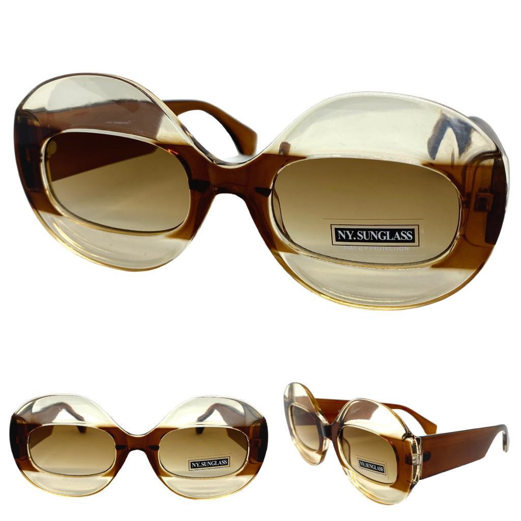 OVERSIZE Vintage Retro Style SUNGLASSES Large Thick Round  display picture 1